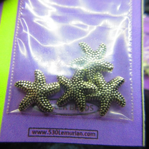 Silver Plated Star Fish Beads 4Pcs In Each Package Lot Of 6 Packages - Picture 1 of 3